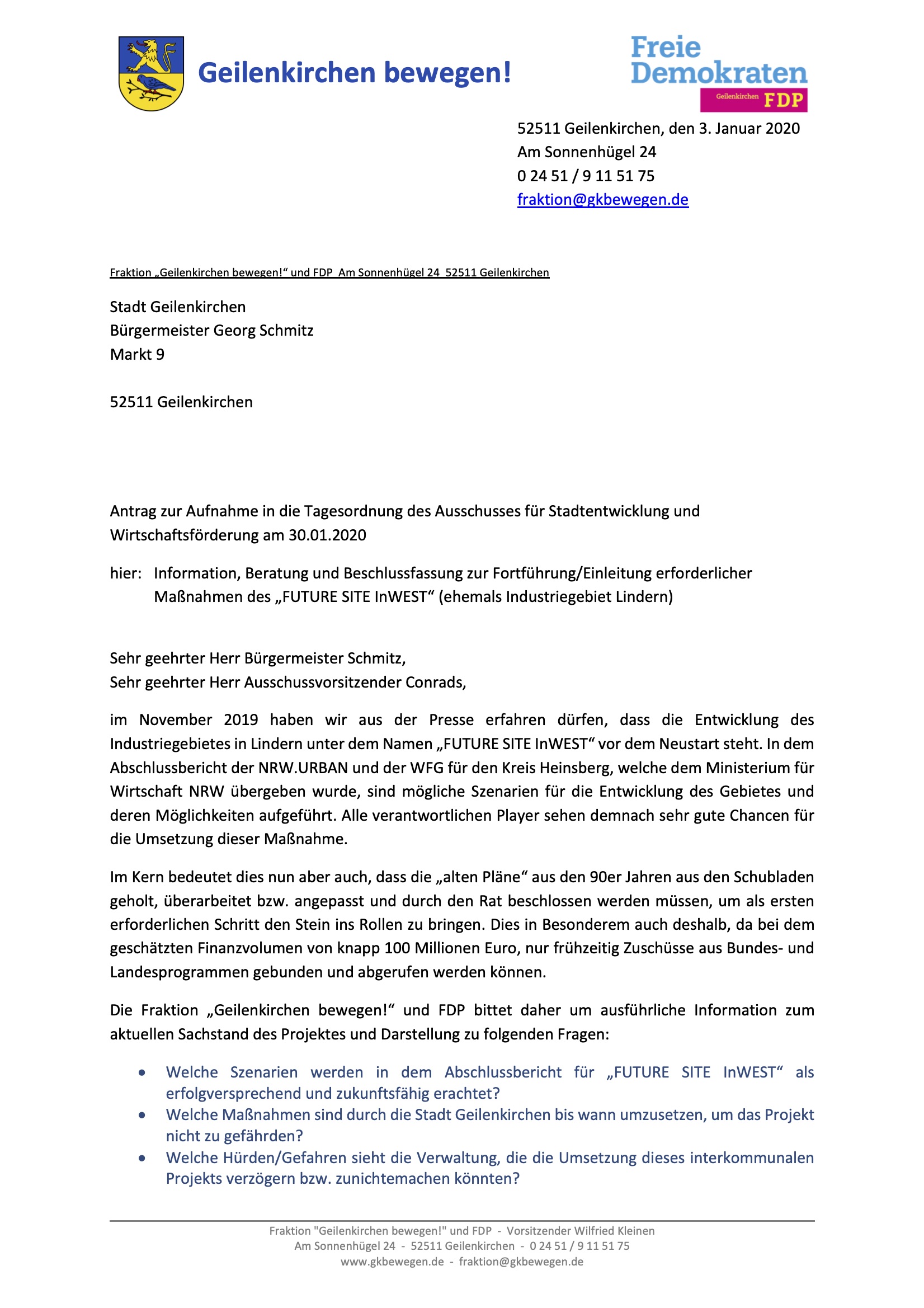Antrag FUTURE SITE InWEST