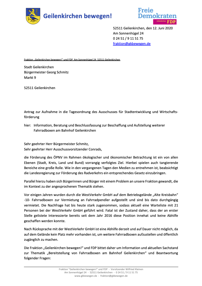 Antrag Fahrradboxen